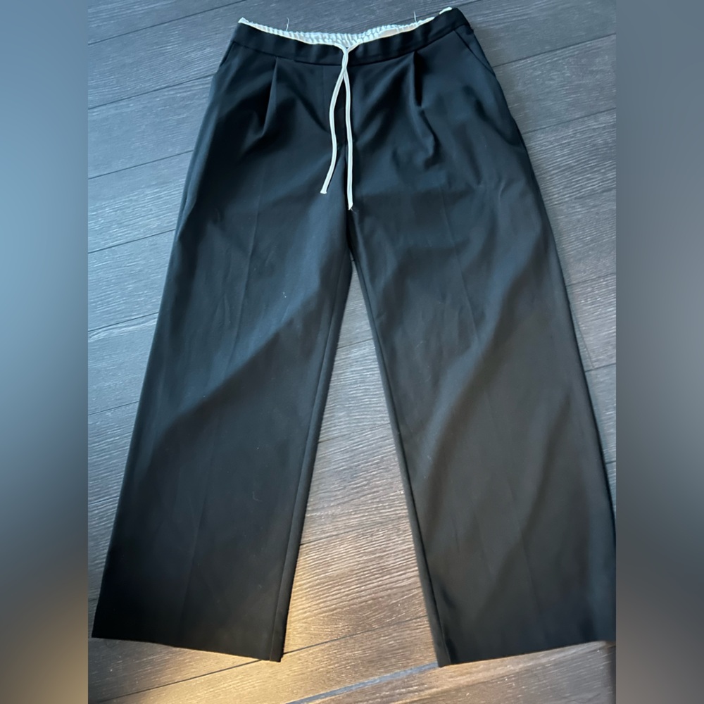 Zara Black Wide-Leg Drawstring Pants